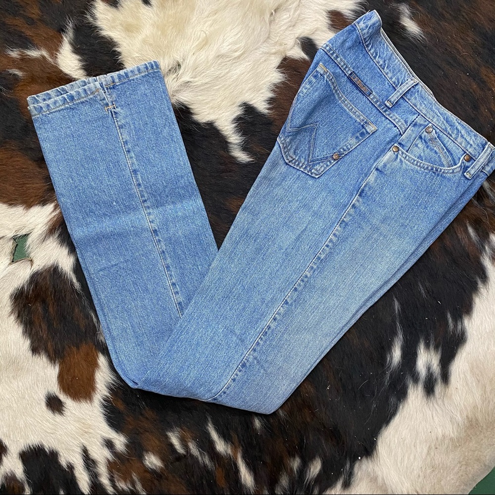 Light wash wrangler riding jeans